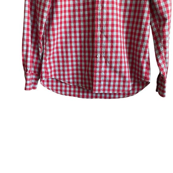 J Crew Mens Cotton Shirt Small Red Gray Buffalo Check Classic Preppy Clean Cut - Picture 7 of 11